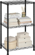 HOMEFORT Storage Shelves, 3-Wire Shelving, Metal Shelving Unit Adjustable Storage Shelves Rack for Kitchen, Pantry, Bathroom, Black, 15.7" W x 11.4" D x 30" H