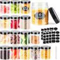 Janisfirst 16oz Clear Plastic Jars With Lids,Plastic Jars With Lids,Airtight Container Ideal For Dry Food, Peanut Butter, Honey Jam,Cream, Bathroom and Storage(set of16)