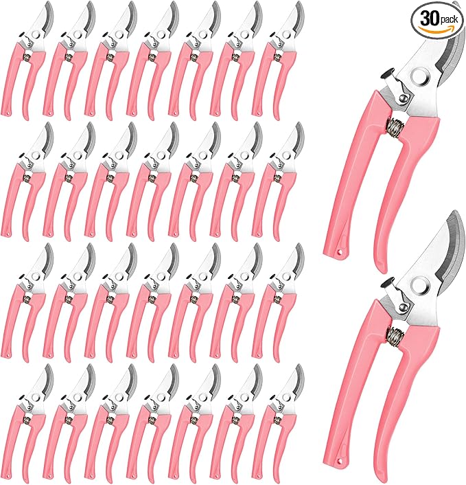 Chumia 30 Garden Flower Shears Pruning Scissors Heavy Duty Plant Scissors Trimming Garden Clippers Hand Tree Pruner for Yard Gardening Plants Hedge Flower Tree Cutting Secateurs (Pink)
