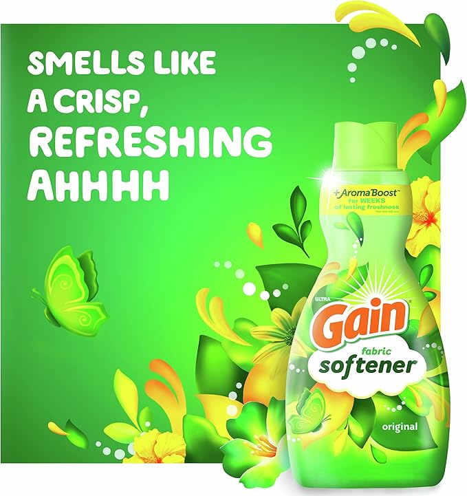 Gain Laundry Fabric Softener Liquid, Original Scent, 41 Fl Oz, 48 Loads, He Compatible, Pack Of 4, (Packaging May Vary)