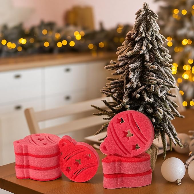 Tioncy 12 Pack Christmas Ball Kitchen Sponges Bulk Dual Sided Scrubber Sponges Dishwashing Kitchen Cleaning Accessories for Household Supplies