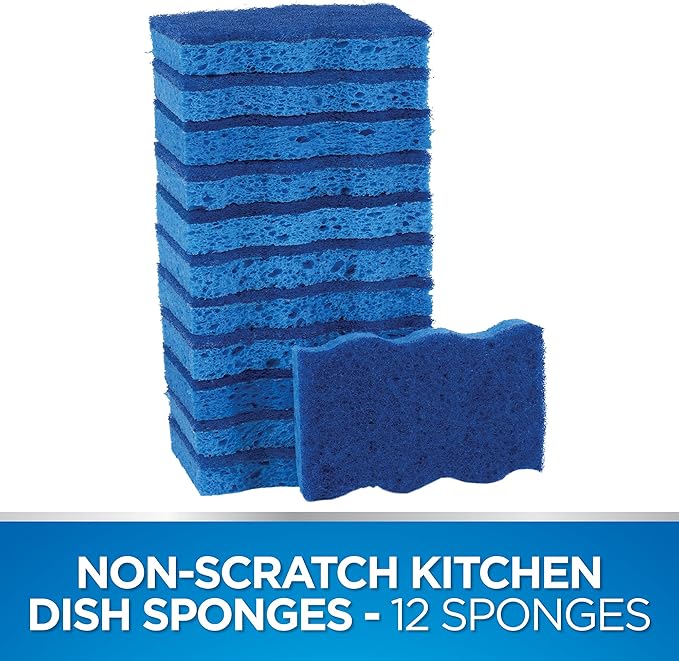 Dawn Ultra Scrubber Sponges Non-Scratch Double-Sided Kitchen Dish Cleaners, 12-Pack, Blue