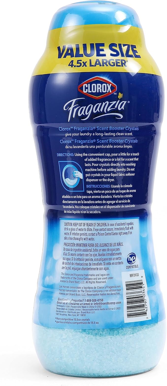 Clorox Fraganzia Laundry Scent Booster Crystals, In-Wash Fragrance Beads for Fresh-Smelling Clothes & Linens, Safe for All Fabrics & Colors, Easy-Pour Bottle, Linen Scent, 70 Oz