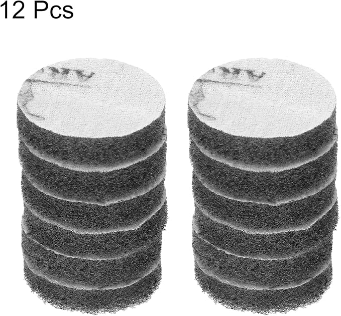 HARFINGTON 12pcs Scrubber Scouring Pads 1200 Grits 2 Inch Drill Power Brush Hoop and Loop Surface Conditioning Disc Drill Scuffing Disc Scrub Pads for Home Kitchen Cleaning, Light Grey