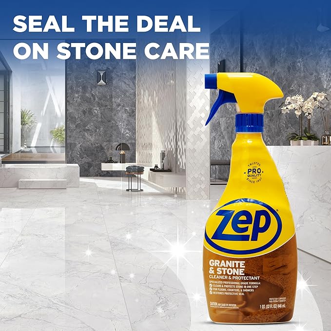Zep Granite and Stone Cleaner and Protectant - 32 oz (Case of 4) ZUCSPP - Specialized Professional Grade Formula Cleans and Protects Stone