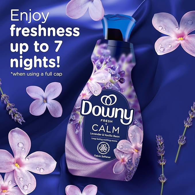 Downy Ultra Soft Fabric Softener Liquid, Calm, Lavender and Vanilla Bean, 56 fl oz, 83 Loads