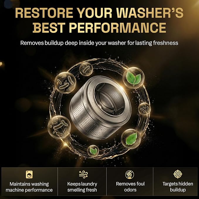 Washing Machine Cleaner Tablets | 24 Pack | Ultra Deep Clean | Eliminates Odors | Washer Cleaner Tablets for HE Front Loader & Top Load Washer | Compatible with All Machines | 1 Year Supply | Zyro