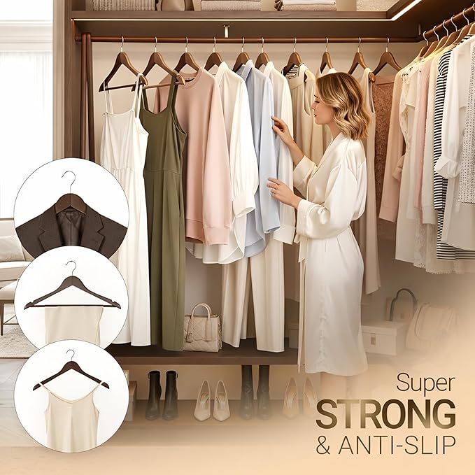 Utopia Home Premium Wooden Hangers 20 Pack - Durable & Slim Coat Hanger - Suit Hanger with 360-Degree Rotatable Hook - Wood Hangers with Shoulder Grooves (Vintage Color)