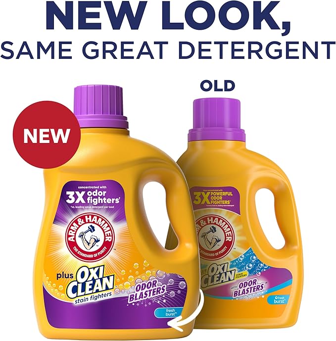 ARM & HAMMER Plus OxiClean Odor Blasters Fresh Burst,77 Loads Liquid Laundry Detergent,100.5 Fl oz,(Pack of 2)
