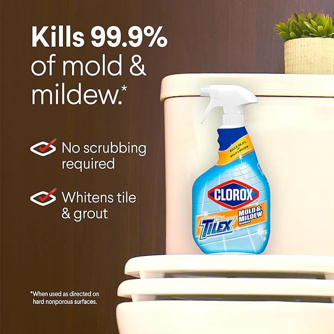 Clorox Plus Tilex Mold and Mildew Remover with Bleach, Spray Bottle, 32 Fluid Ounces, Unscented, Pack of 3