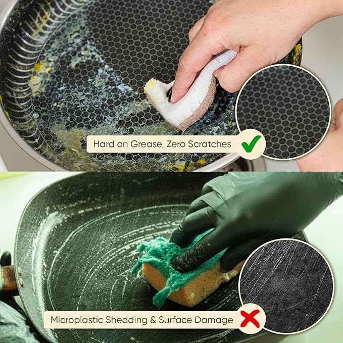 Plant-Based Kitchen Sponges (12 Pack) | USDA Biobased Certified | FSC & PETA Approved | Natural Cellulose & Coconut Scrubber Sponge | S-Shaped Design | Eco-Friendly, Non-Scratch, Non-Toxic & Vegan