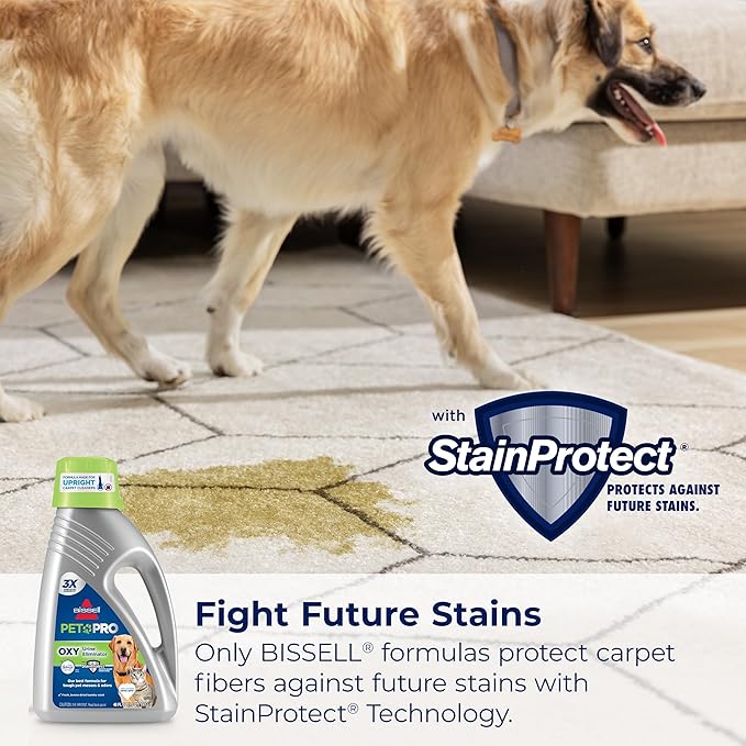 Bissell PET PRO OXY Urine Eliminator with Febreze Carpet Deep Clean Solution, StainProtect Technology, leading upright carpet cleaners, 48oz, Our best formula for pet messes & odors, (Pack of 2)