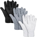 Patelai 3 Pairs Microfiber Plant Dusting Gloves Leaf Cleaning Gloves for Indoor Plants, Blinds, Furniture, House (Black,White,Gary,Small)