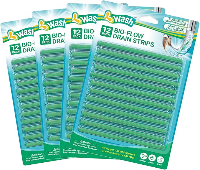 Bio-Flow Drain Strips - 48 Strips | Drain Cleaner & Odor Remover Drain Sticks