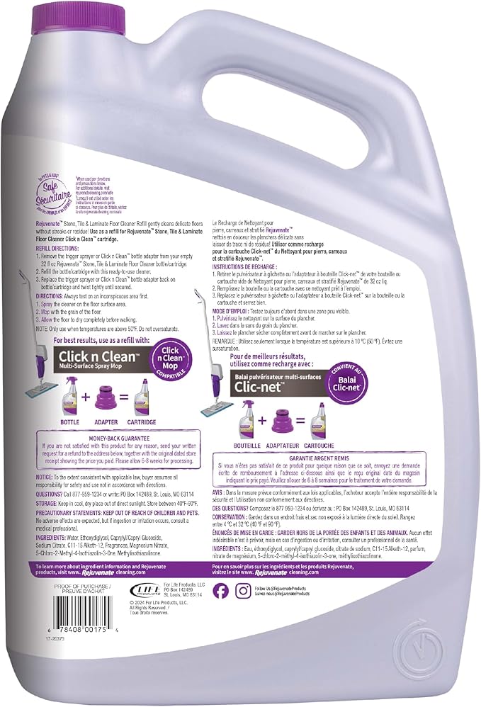 Rejuvenate Stone, Tile & Laminate Floor Cleaner Gently Cleans And Revitalizes Delicate Granite, Limestone And Marble Floors, 1 Gallon