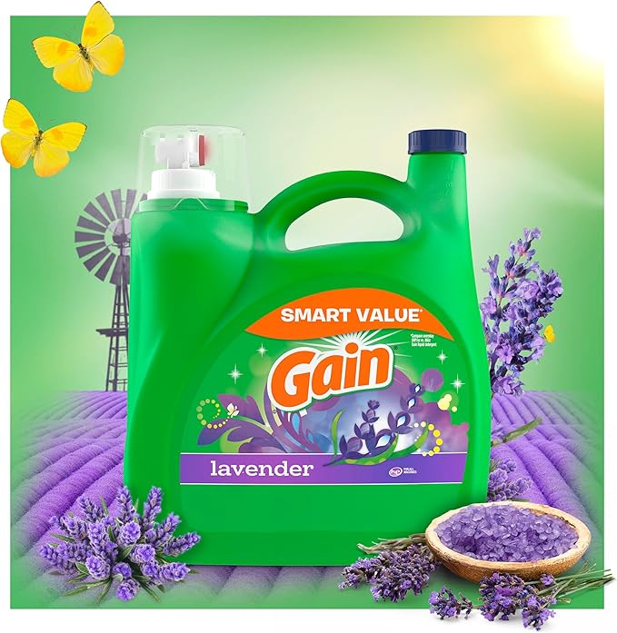 Gain Liquid Laundry Detergent, Lavender Scent, 154 fl oz, 107 loads, HE compatible, Laundry Detergent Liquid Soap