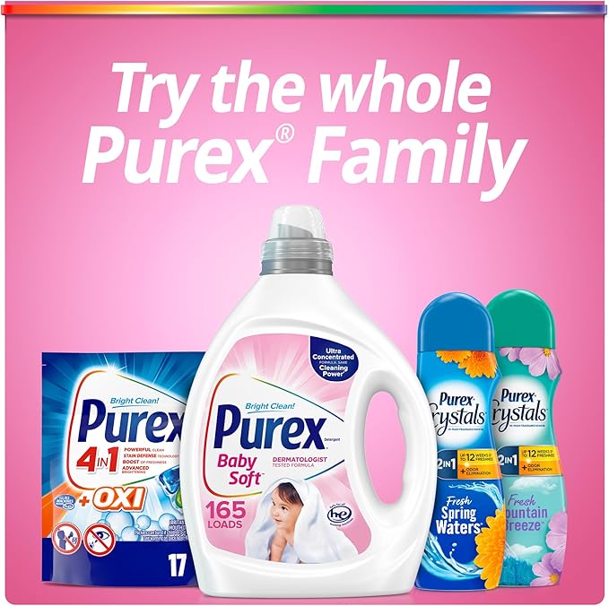 Purex Baby Laundry Detergent Liquid,Ultra Concentrated,82.5 fl oz,165 Loads,Hypoallergenic,Dye Free,Gentle on Skin,(Pack of 2)
