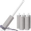 4TH Pumice Stone Toilet Bowl Cleaning,Pumice Stick with Long Handle, Ideal for Removing Hard Water Rings and Stains, Eco-Friendly and Scratch-Resistant-6Pack