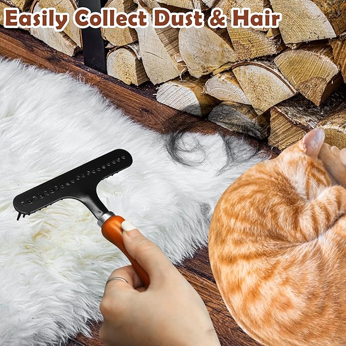 Portable Carpet Rake, Matted & Shag Rug Rake, 6.0 x 4.3 inches, Black