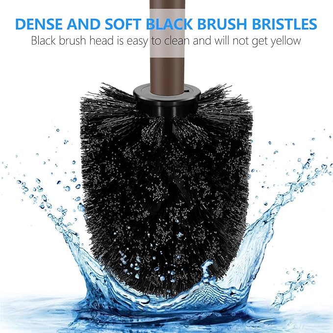 SetSail Toilet Brush, Compact Size Toilet Bowl Brush and Holder Toilet Brushes for Bathroom with Stainless Steel Handle Toilet Cleaner Brush with Durable Scrubbing Bristles, Brown