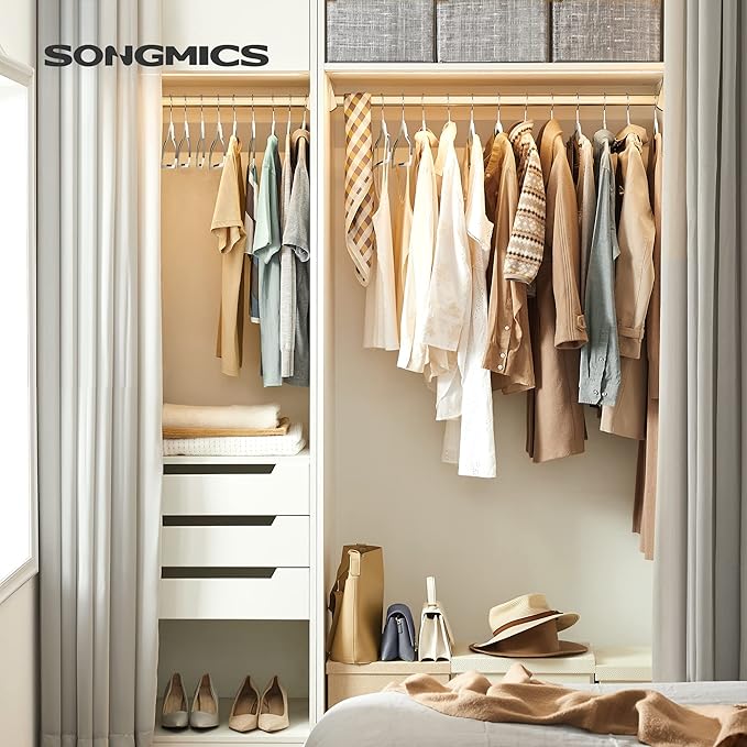 SONGMICS Clothes Hangers, Pack of 50 Plastic Coat Hangers, Space-Saving, Cloud White and Dark Gray UCRP050W50