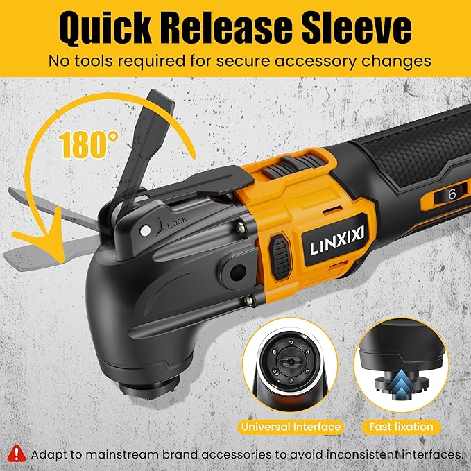 Cordless Oscillating Tool with 2 Battery, Brushless Motor Battery Powered Oscillating Multitool, 4°Oscillation Angle, 6 Variable Speeds, 26pcs Accessories for Metal & Wood Scraping, Cutting, Sanding