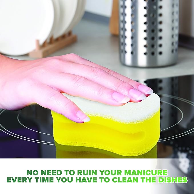 Scrub Sponge by Scrubit –Multipurpose Cellulose Cleaning Sponges with Non Scratch Scouring Pad for Dishes, Pots, Pans, Glass Cooktop - Super Absorbent - Unique Shape to Protect Nails: 12 Pack