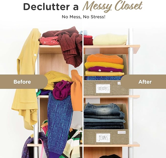 Storage Cubes – 12x12x10 Fabric Baskets for Organizing, Storage Baskets for Shelves, Front Opening Fabric Bins, Closet Organizer Bins for Clothes, Towels, Sweaters, Linen – Brown, 3 Pack