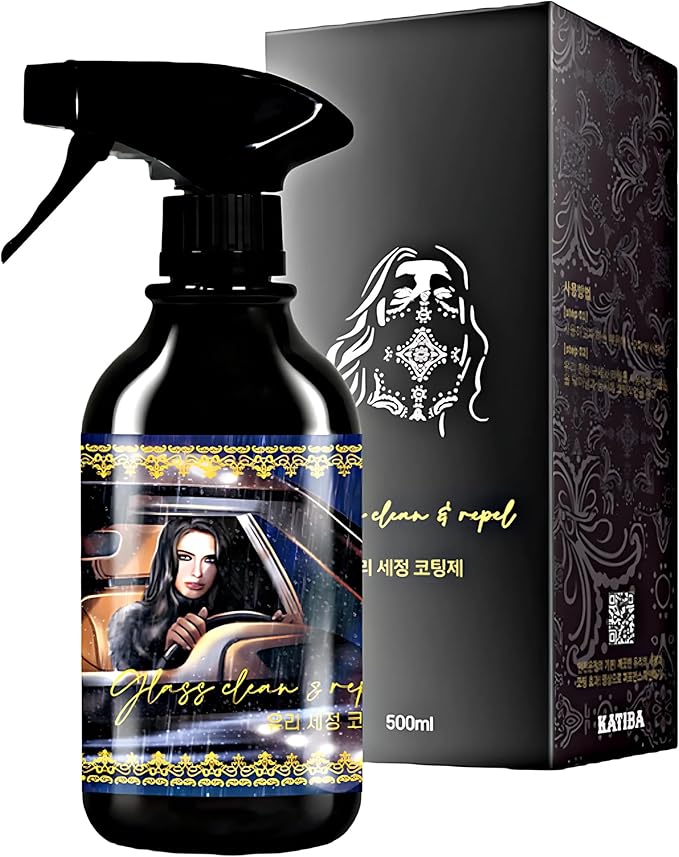 KATIBA Glass Clean & Repel – Professional Glass Cleaner and Protective Coating for All Vehicles – Safe, Hydrophobic Water Repellent Finish for Windshields, Windows & Mirrors – 500ml Spray Bottle