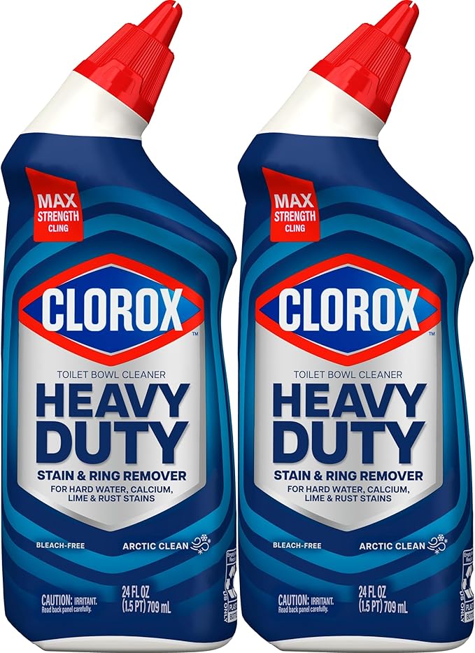 Clorox Toilet Bowl Cleaner Heavy Duty Stain and Ring Remover, Arctic Clean, 24 Fl Oz., Pack of 2