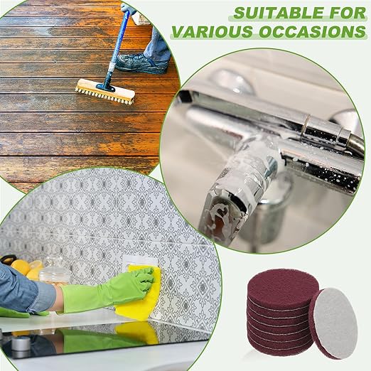 Power Scrub Pads, Scrubbing Pads 800 Grits Scouring Discs - Fitting for (Home Kitchen Cleaning - Drill Attachment - Scrubber Replacement) 16 Pcs & 4 Inch & Dark Red