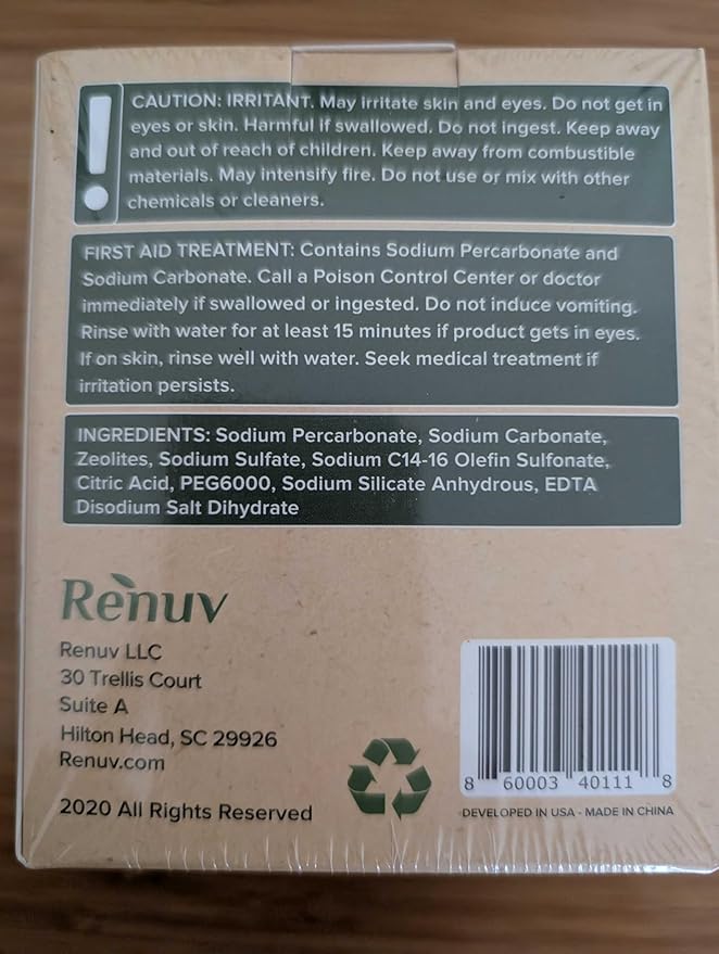 Renuv® Heavy Duty Washing Machine Cleaner Descaler Tablets - for Front Load, Top Load Washer, HE (6 XL Tablets - 6 Months Supply)