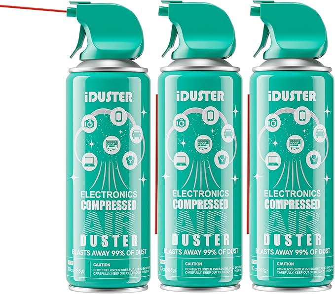 iDuster Keyboard Cleaner Air Spray - Canned Air for PS5, Computer, PC, Keyboard, Electronics, 3PCS(10oz)