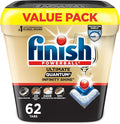 Finish Ultimate Quantum Infinity Shine Dishwasher Pods, New & Improved Formula, Dishwasher Detergent Dish Soap, Removes Burnt-On & Dried-On Stain, Degreasing, Scrubbing, & Shining Power, 62 Count