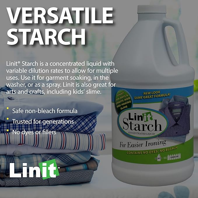 Linit Starch Crisp Classic Finish 64 Oz - Liquid Starch For Ironing Clothes And Wrinkle Release/Great For Arts & Crafts Projects, Slime, Paper Mache, Silly Putty/Trusted For Generations (408440)