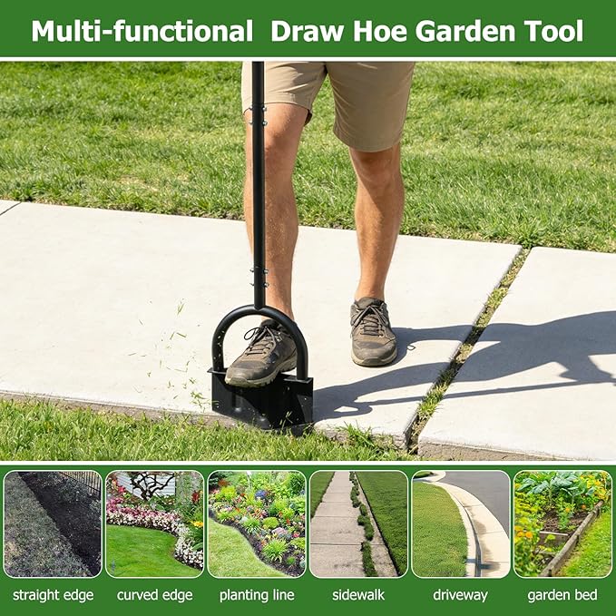 DIIG Manual Lawn Edger Tool with Long Handle, 8.5 Inch Steel Blade, Wide Foot Plate for Garden Edging, Lawn and Landscaping