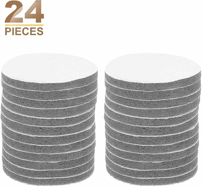 HARFINGTON 24pcs Scrubber Scouring Pads 800 Grits 5 Inch Drill Power Brush Hoop and Loop Surface Conditioning Disc Drill Scuffing Disc Scrub Pads for Home Kitchen Cleaning, Gray