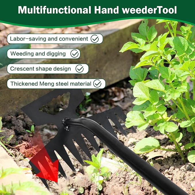 Weed Remover Tool,Portable Garden Weeder Tool,2026 New Gardening Weeding Tools,for Garden Hand Tools for Vegetable Gardening Backyard Farm Planting & Uprooting Weeding Tool (11 Teeth)