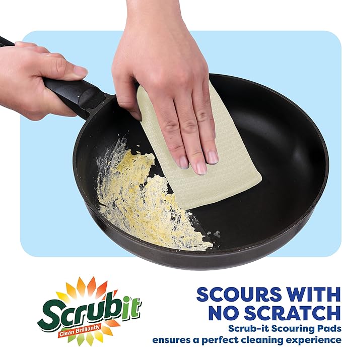 24 Pack Scrub Sponges Kitchen by SCRUBIT, Multi-Purpose Scouring Pads, Non-Scratch Cleaning Sponges for Dishes, Pots & Non-Stick Cookware - Long Lasting Dish Scrubbers for Kitchen, Bathroom & More