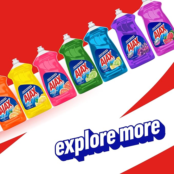 Ajax Ultra Liquid Dish Soap Orange Scent,Triple Action, Mess-Free, Easy-Flip Cap, 52 fl oz Bottle