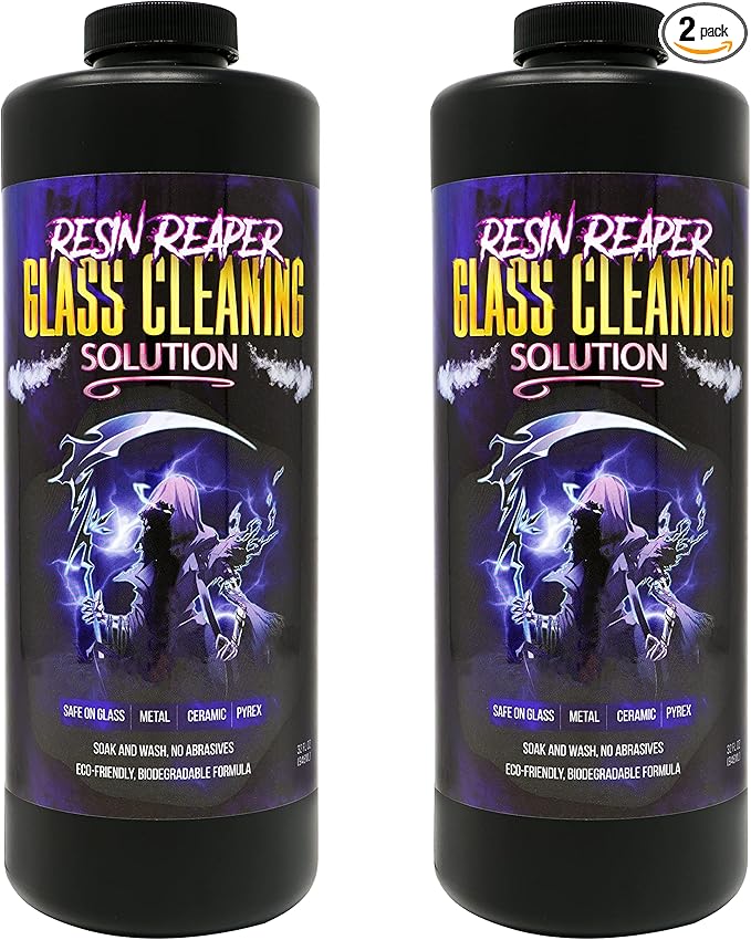 Resin Reaper Glass Cleaner 2-Pack 64 OZ | Pipe Cleaner | Safe on Glass, Metal, Ceramic, and Pyrex | Soak and Wash - No Abrasives - Eco-Friendly, Biodegradable Formula