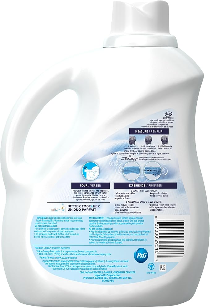 Downy Ultra Fabric Softener Free and Sensitive Liquid 105 Loads, 90-Ounce