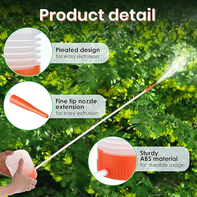 Diatomaceous Earth Powder Duster with Adjustable 12'' to 36'' Extension Nozzle, Precise Spray Powder Applicator for Pest Control, Lawn and Home Maintenance, Indoor & Outdoor Use (Orange)