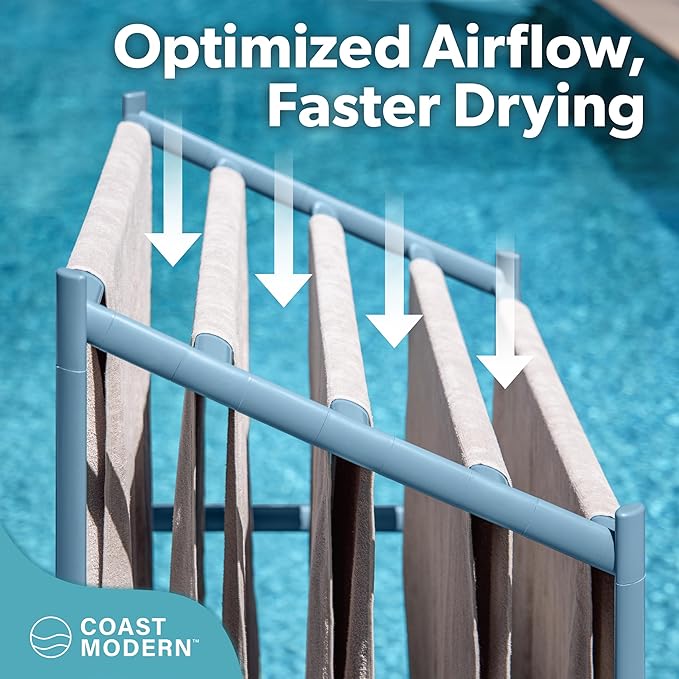 Coast Modern Pool Towel Rack – Choose Your Color - Outdoor & Indoor 5 Beach Towel PVC Drying Rack