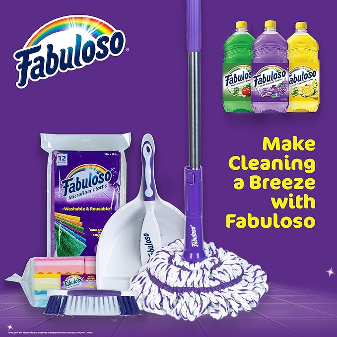 Fabuloso Tile Brush with Spot Scrubber, Long Bathroom Cleaning Brush with Medium Bristles, Shower Scrubber with Hanging Hole for Tile, Grout, Tubs, Floors and Bathroom Walls, 11 Inch
