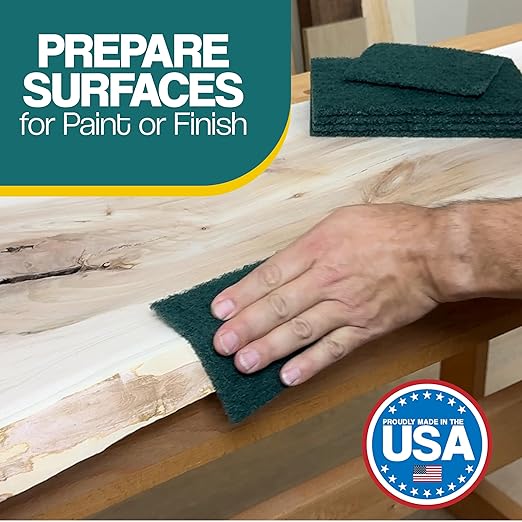 6" x 9" Non-Woven Paint Stripping Pads for Wood, Metal, Rust Removal, Deburring, Clean Soiled Surfaces, Surface Prep Coarse Abrasive Pad for Woodworking - 240 Grit - 10 Pack (Green)