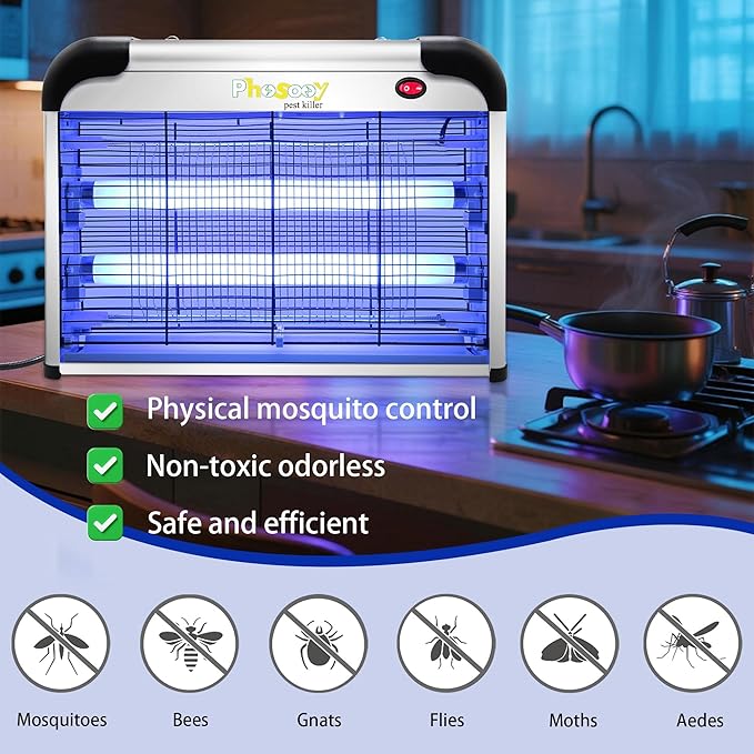 Electric Bug Zapper, 2800V High Grid Indoor Mosquito Killer with 20W Lamps, Plug-in Hanging Insect Trap for Mosquitoes, Moths, Gnats, Flies and Flying Insects Indoor Use