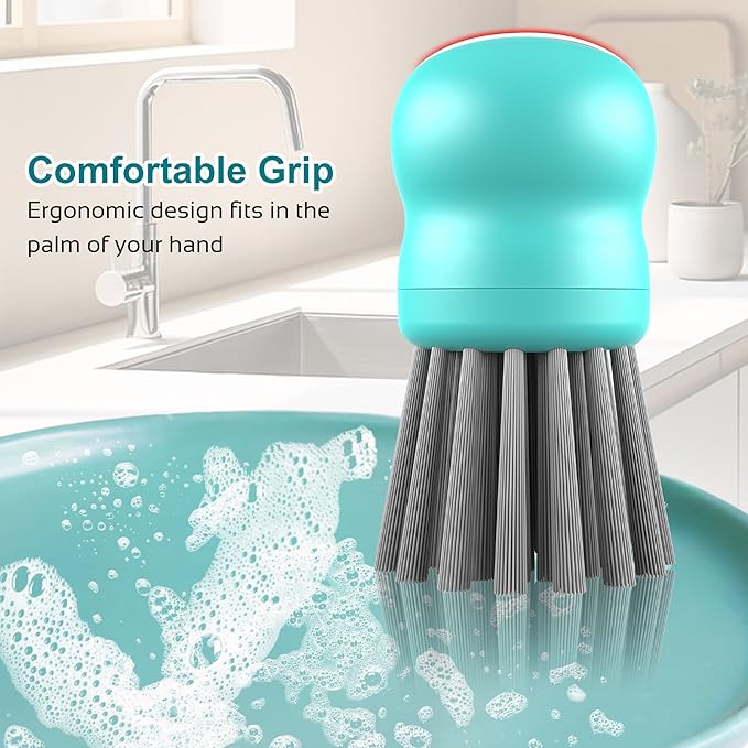 Mini Dish Brush for Cleaning Chicken Shredder, Palm Brush Dish Scrubber with Ergonomic Grip, Kitchen Brush for Washing Dishes, Pans, Pots, Sink (2, Mint Green)