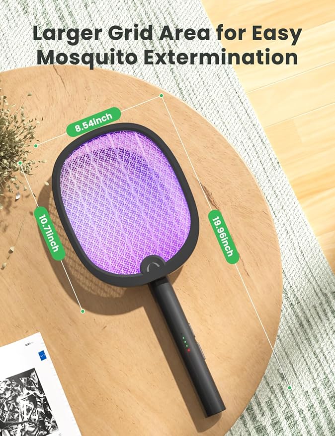 YISSVIC Electric Fly Swatter Foldable Bug Zapper Racket 2 in 1 Mosquito Killer with Attractant Light Rechargeable 1800mAh for Indoor Home Backyard Patio Camping