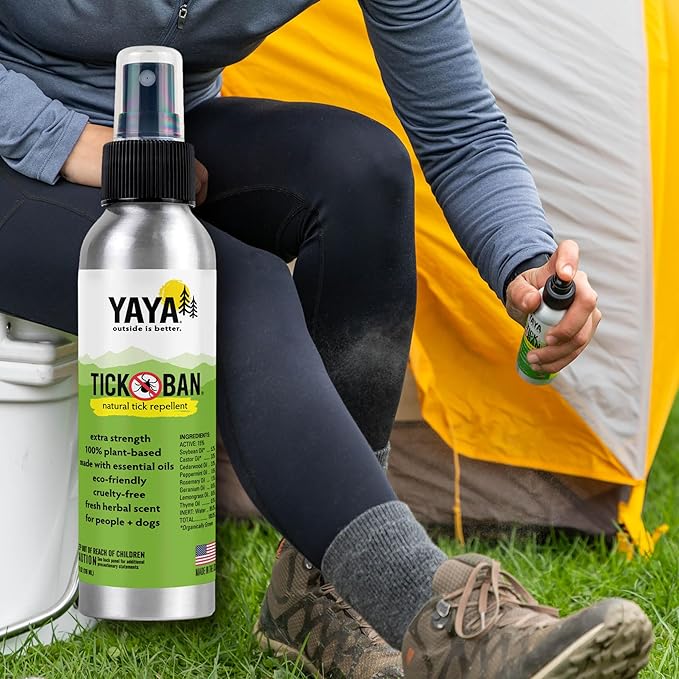 Yaya Organics All Natural Extra Strength Tick Repellent DEET Free - 4 Ounce Spray Bottle